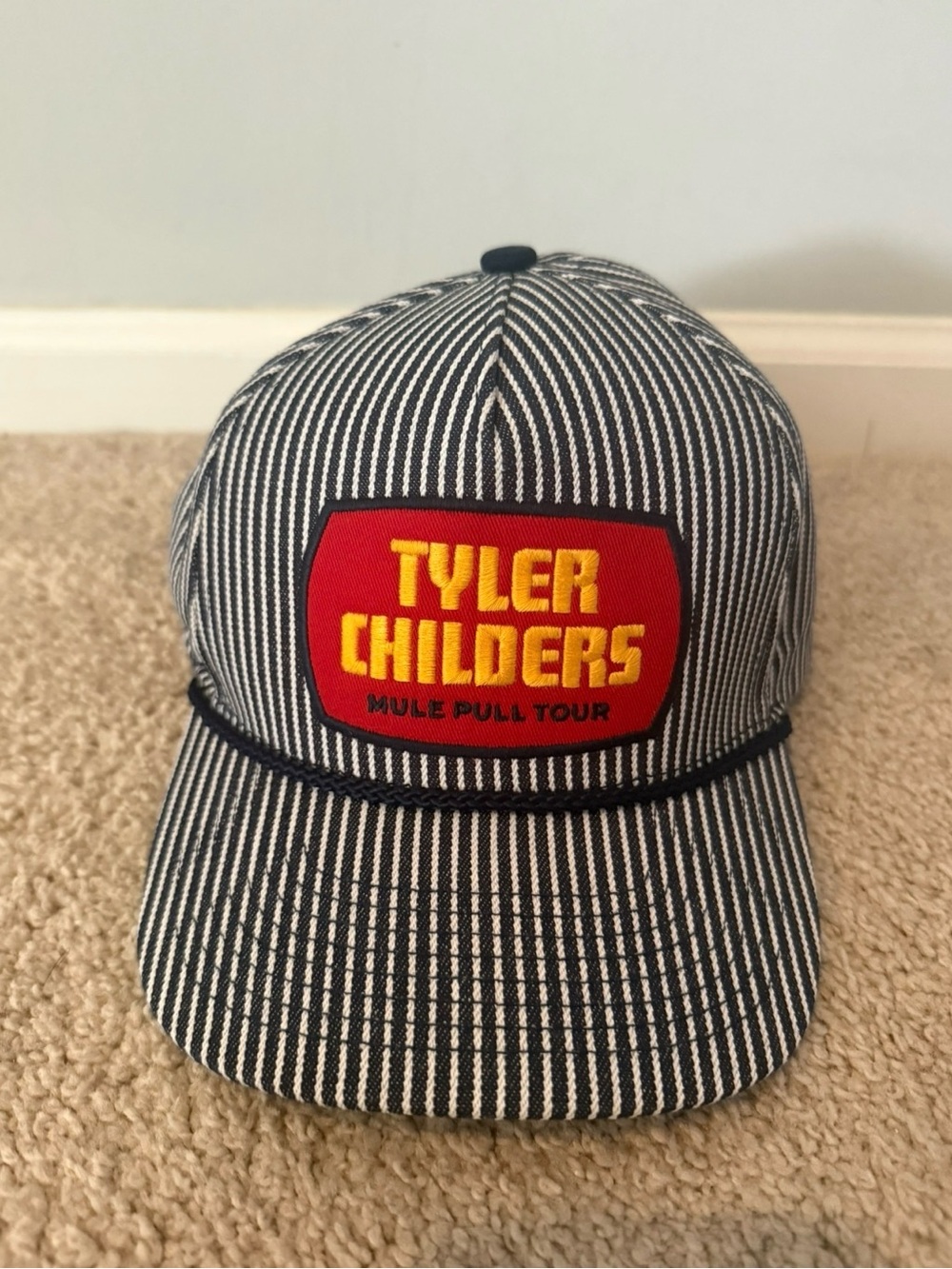 Tyler Childers Mule Pull Tour Hat Hickory Striped Train Conductor 2024 Rare